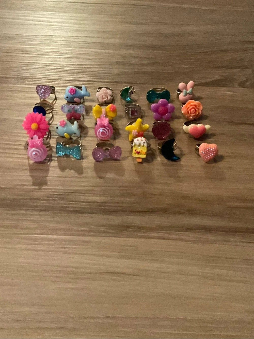 Pinksheep  | Girls Pink Jewelry Ring Set - Cute Multicolor Charms